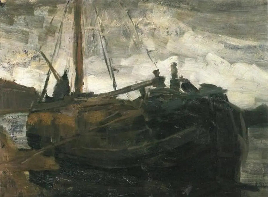Tjalk fortøyd - Piet Mondrian