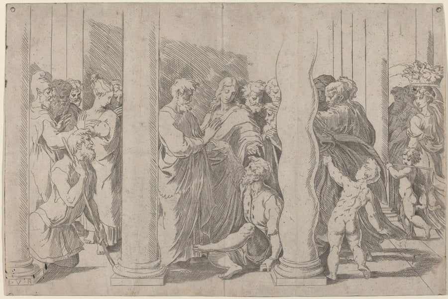 Sankt Peter og Johannes ved den vakre porten - Raphael Sanzio