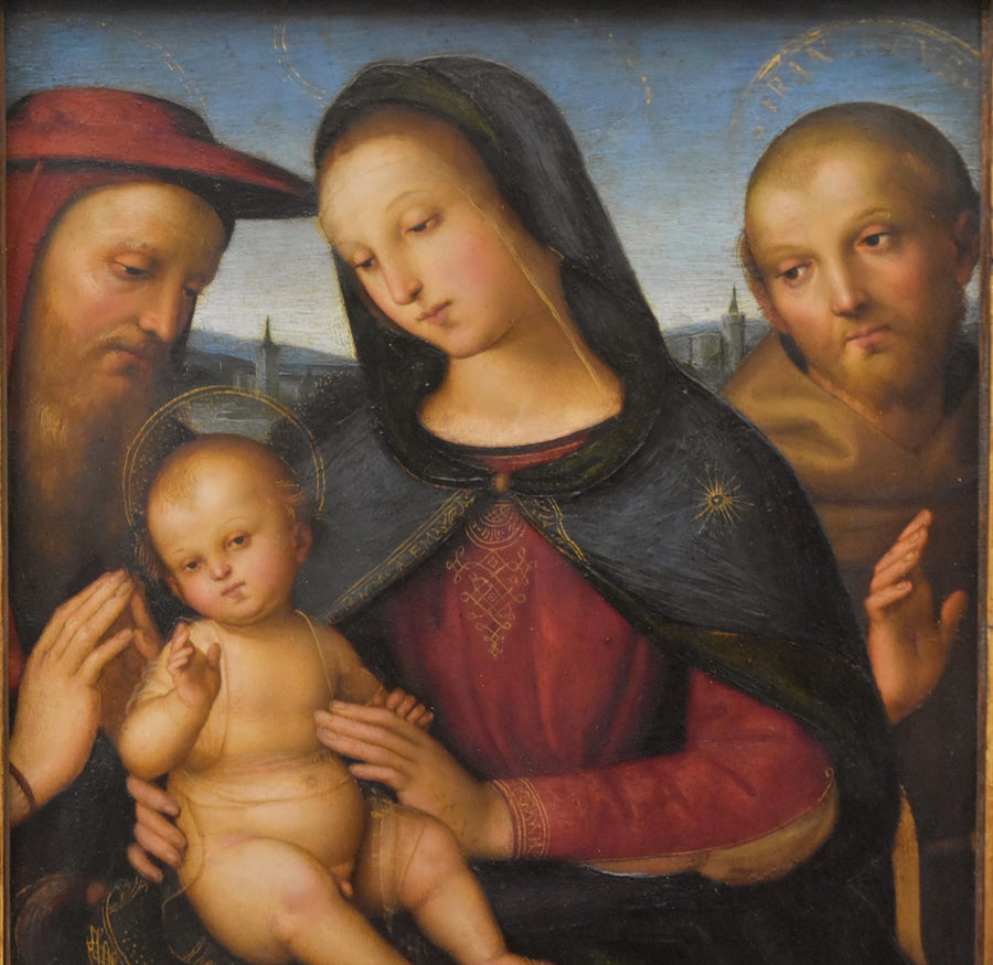 Jomfruen og barnet med helgenene Hieronymus og Frans - Raphael Sanzio