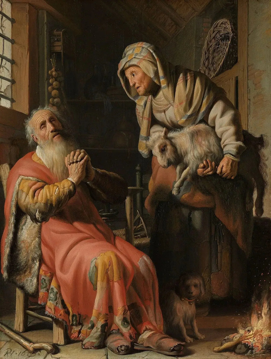 Tobias og Anna med en liten geit - Rembrandt