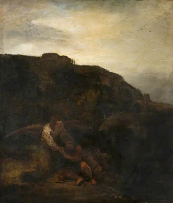Tobie og engelen i et landskap - Rembrandt