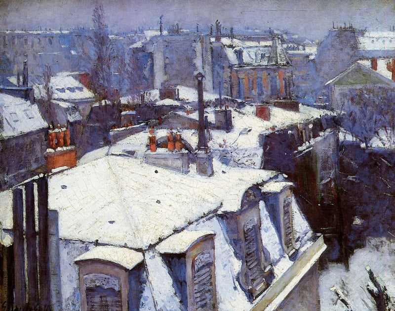 Snødekte tak - Gustave Caillebotte