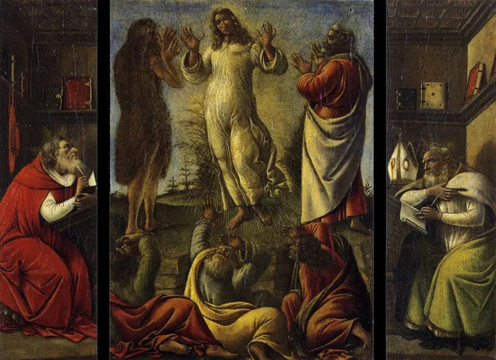 Forvandlingen med Saint Hieronymus og Saint Augustine, rundt 1500 - verksted av Botticelli