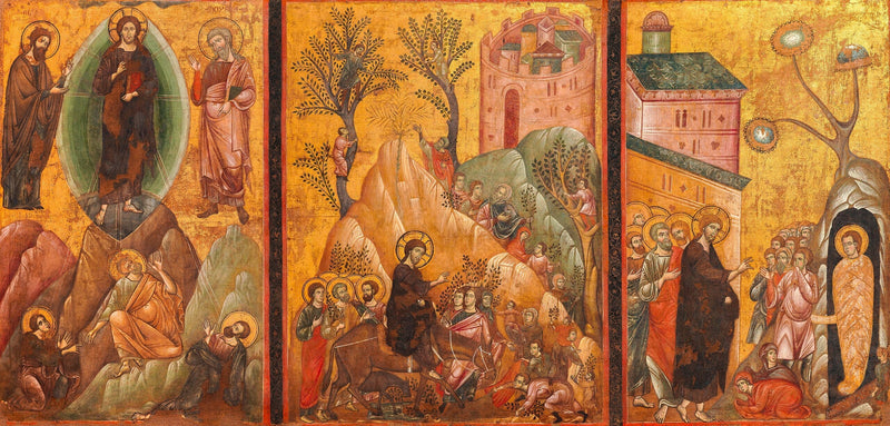 Transfigurasjon, Kristi inntog i Jerusalem og Lazare oppstandelse - Guido da Siena