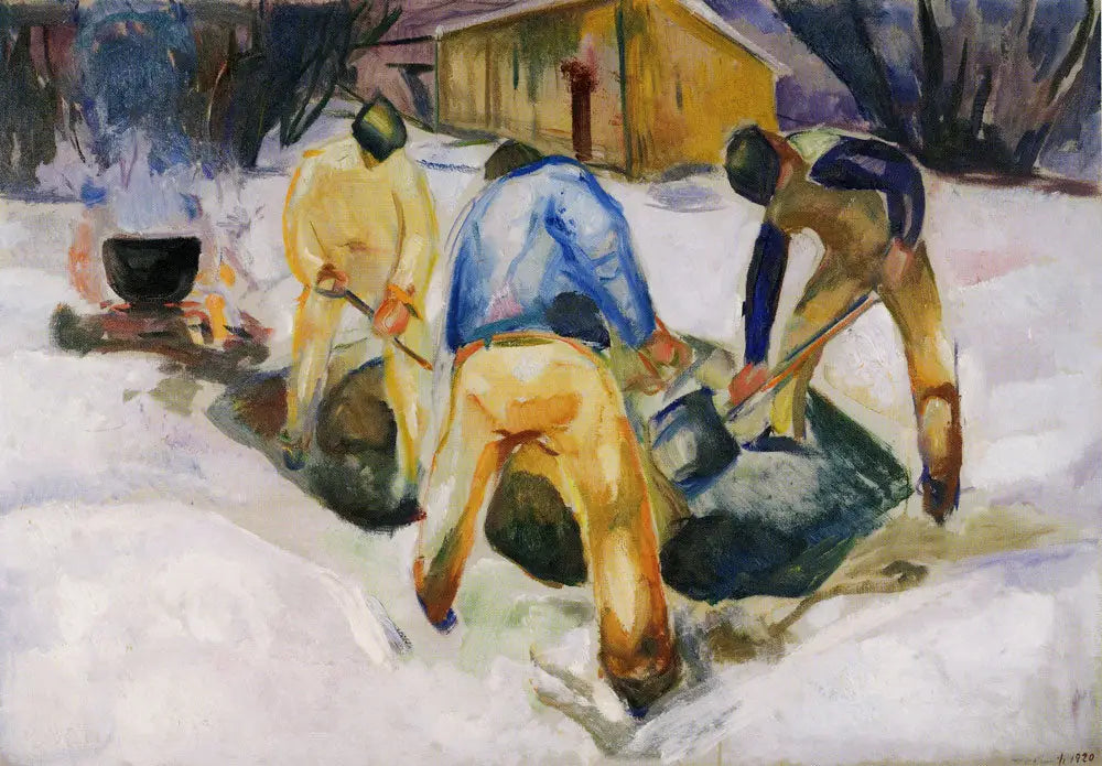 Reproduction du tableau « Travailleurs de rue dans la neige - Edvard Munch » par Alpha Reproduction en peinture à l’huile