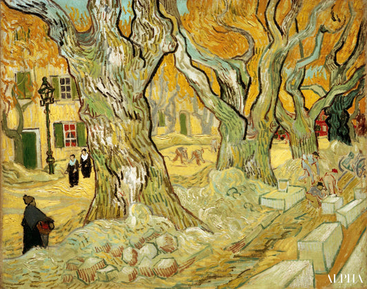 Travaux de voirie à Saint-Remy - Van Gogh - Reproductions de tableaux et peintures haut de gamme