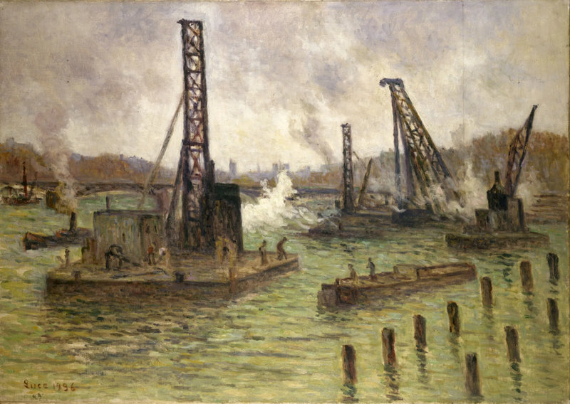 Arbeid på Seinen, ved Saints-Pères-brua - Maximilien Luce