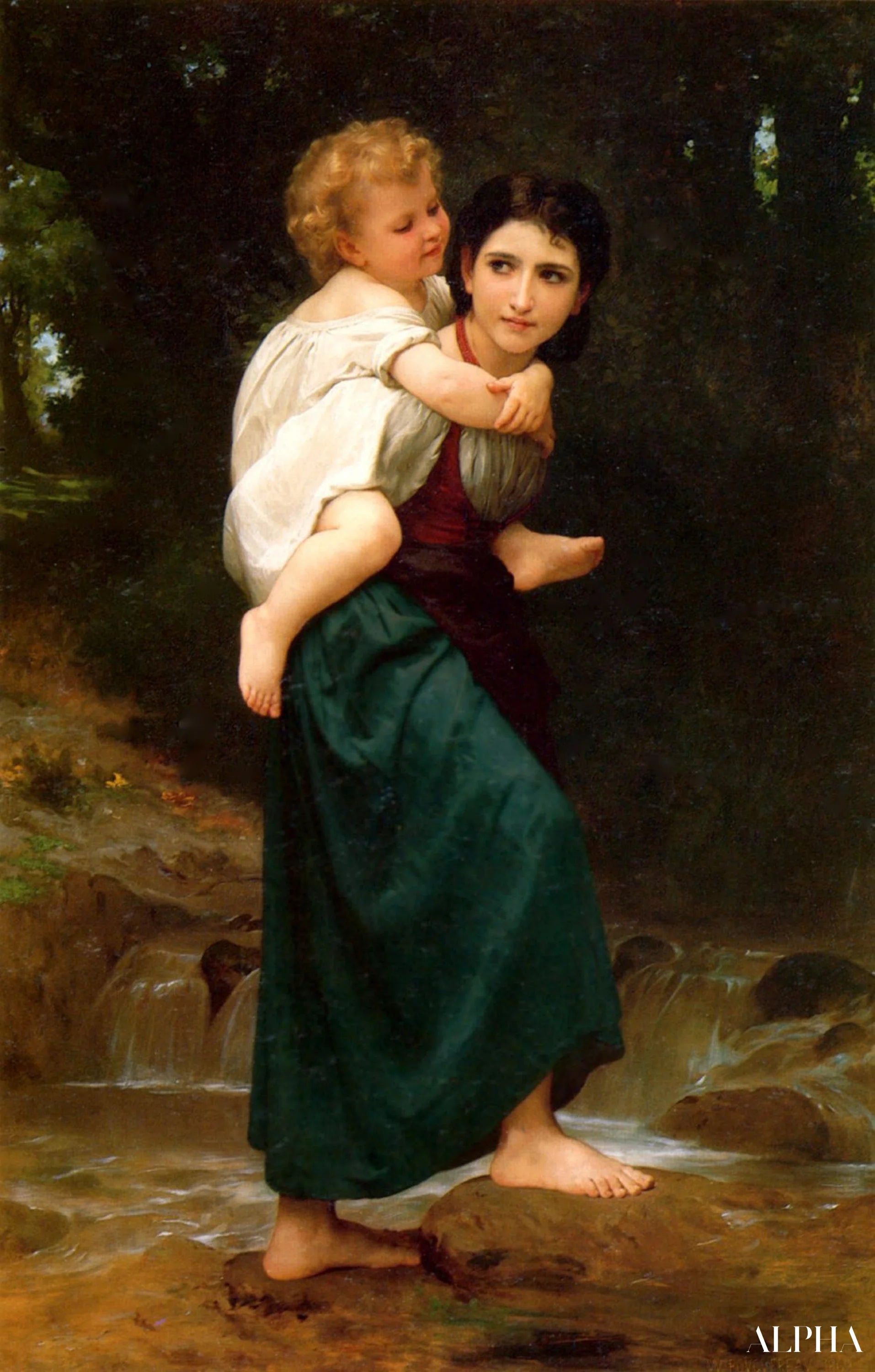 Krysse elven - William Bouguereau - Høykvalitets reproduksjoner av malerier og bilder