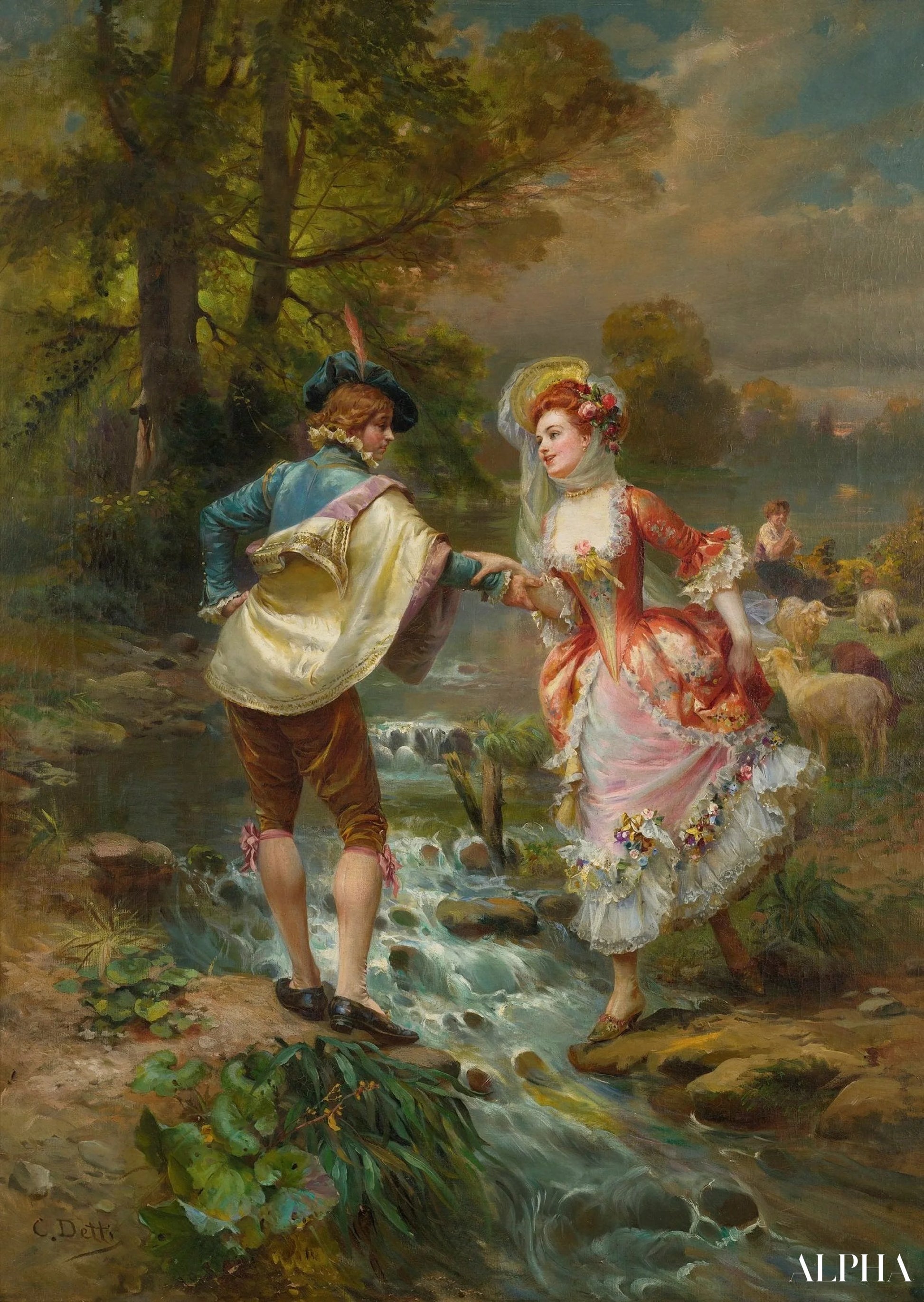 Veldig galant - Cesare-Auguste Detti Reproduksjoner av malerier i oljemaling