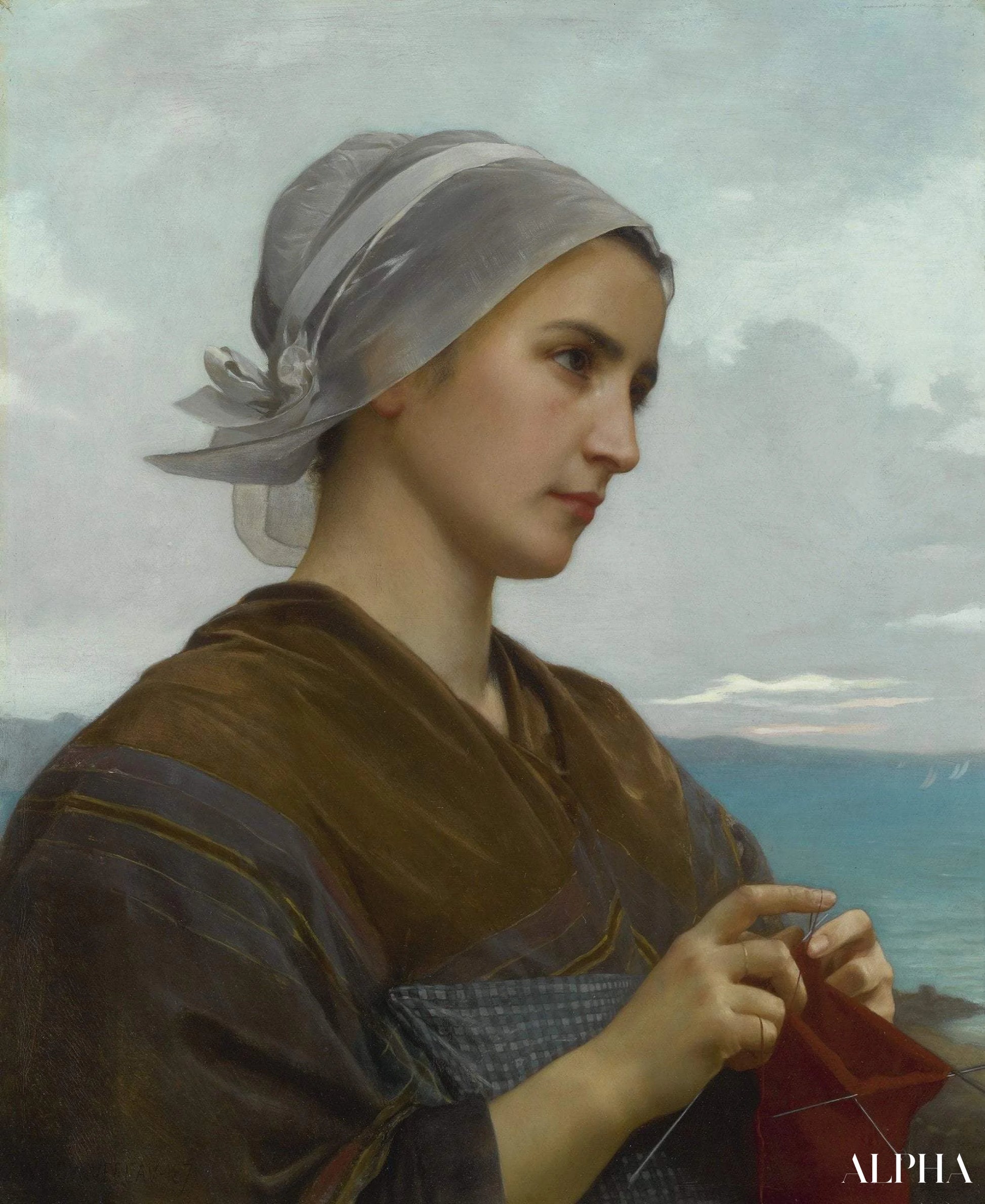 Bretonsk strikker - William Bouguereau - Høykvalitets reproduksjoner av malerier og bilder