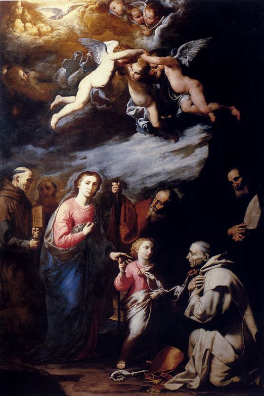 Trinitas terrestris med hellige og Den Faderlige Faderen - Jusepe de Ribera