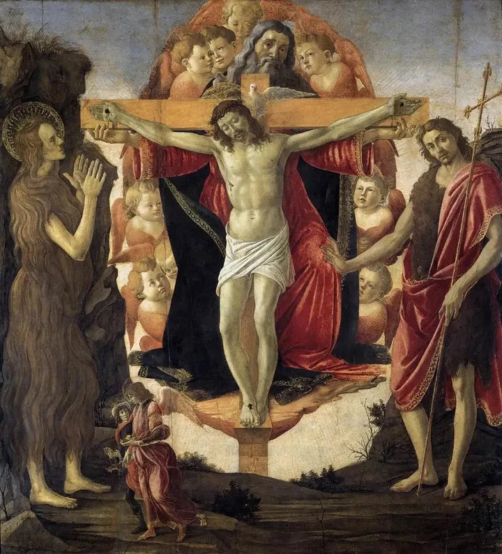 Treenigheten med den hellige Maria Magdalena og døperen Johannes, ca 1491-1494 - Botticelli og verksted