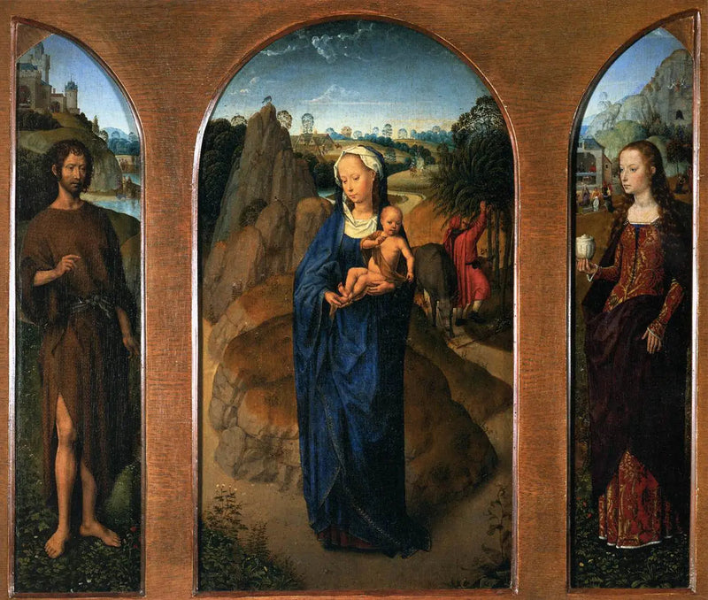 Triptyk med hvile under flukten til Egypt - Hans Memling