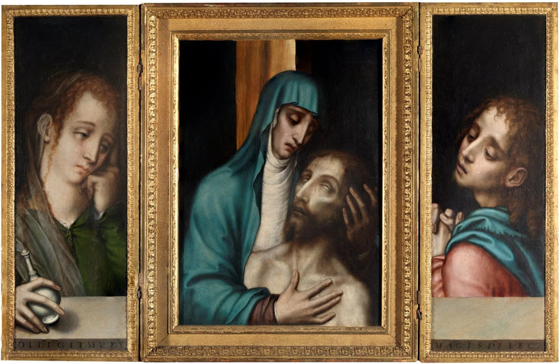 Triptykon av Pietà, Johannes og Maria Magdalena - Luis de Morales