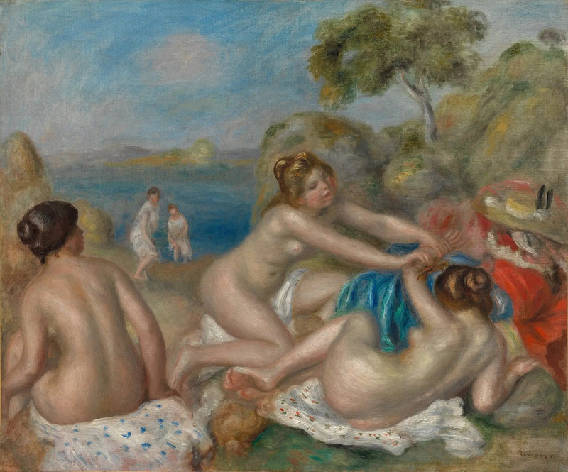 Tre badende kvinner med krabbe - Pierre-Auguste Renoir