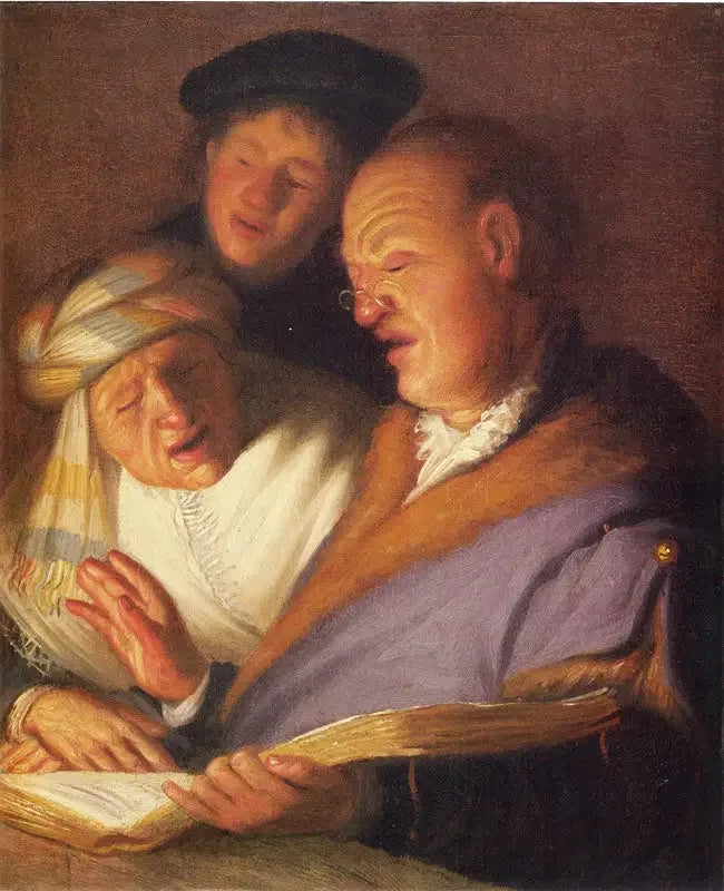 Tre sangere (Allegori av hørsel) - Rembrandt