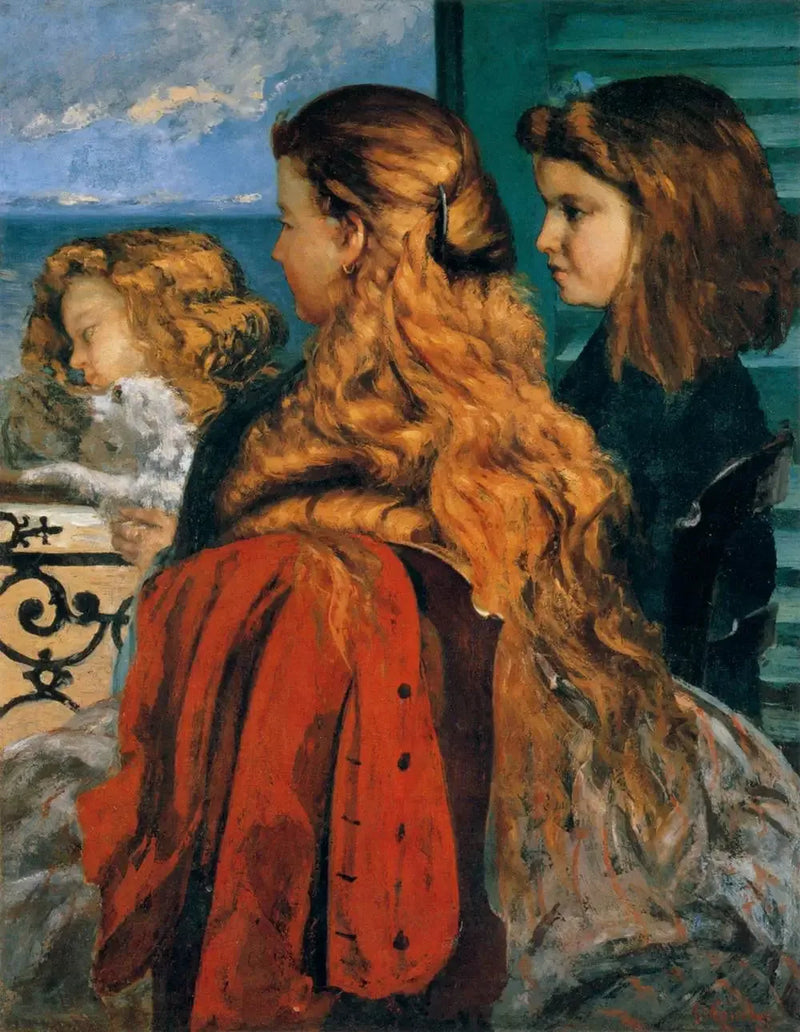 Tre unge engelske kvinner ved et vindu - Gustave Courbet