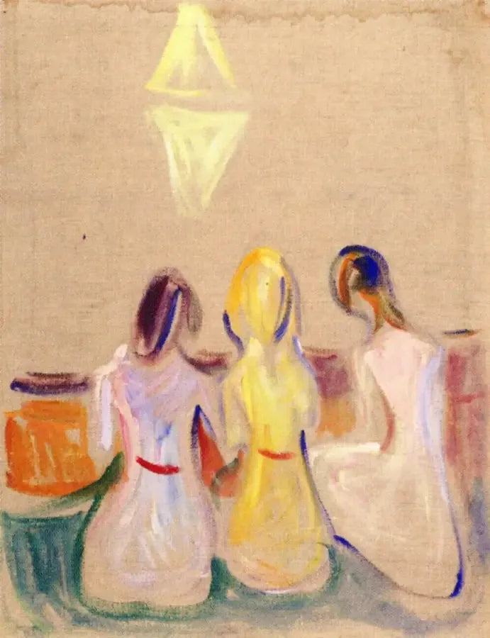 Tre unge kvinner som sitter - Edvard Munch