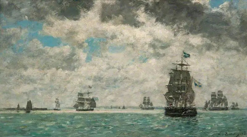 Tre-mastet foran Antwerpen - Eugène Boudin