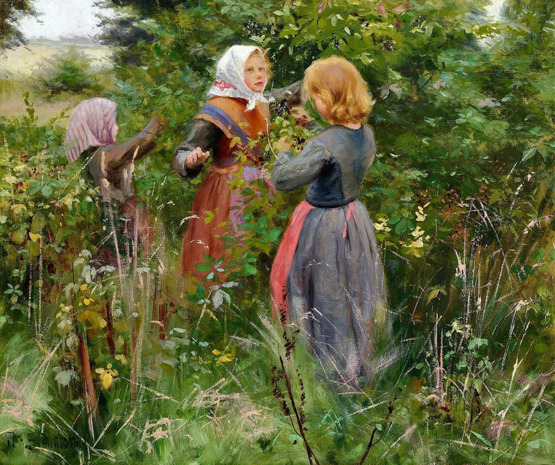 Tre små jenter plukker bær - H. A. Brendekilde

Source:
Trois petites filles cueillant des mûres - H. A. Brendekilde