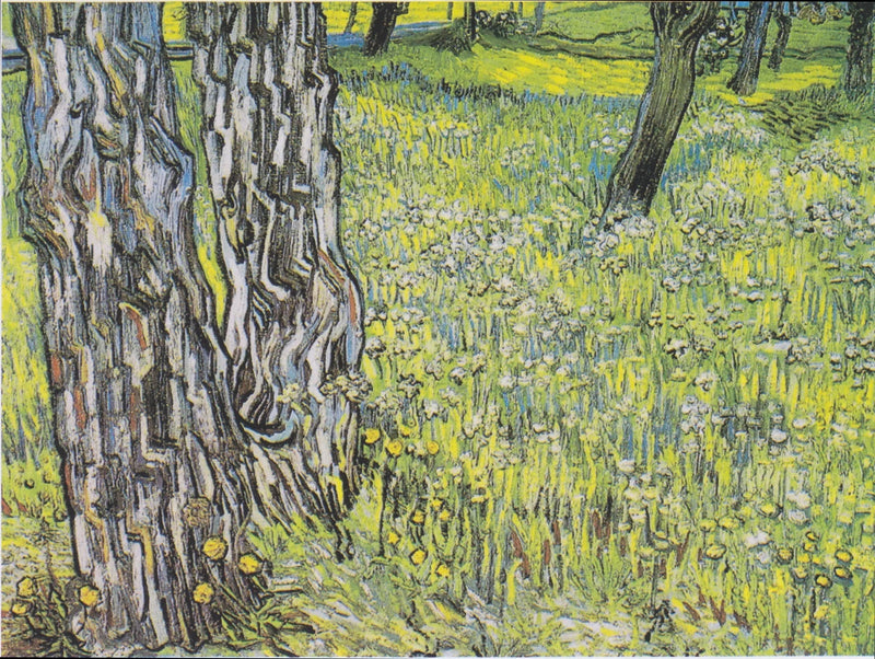 Blomstrende eng med trær og løvetann - Vincent van Gogh