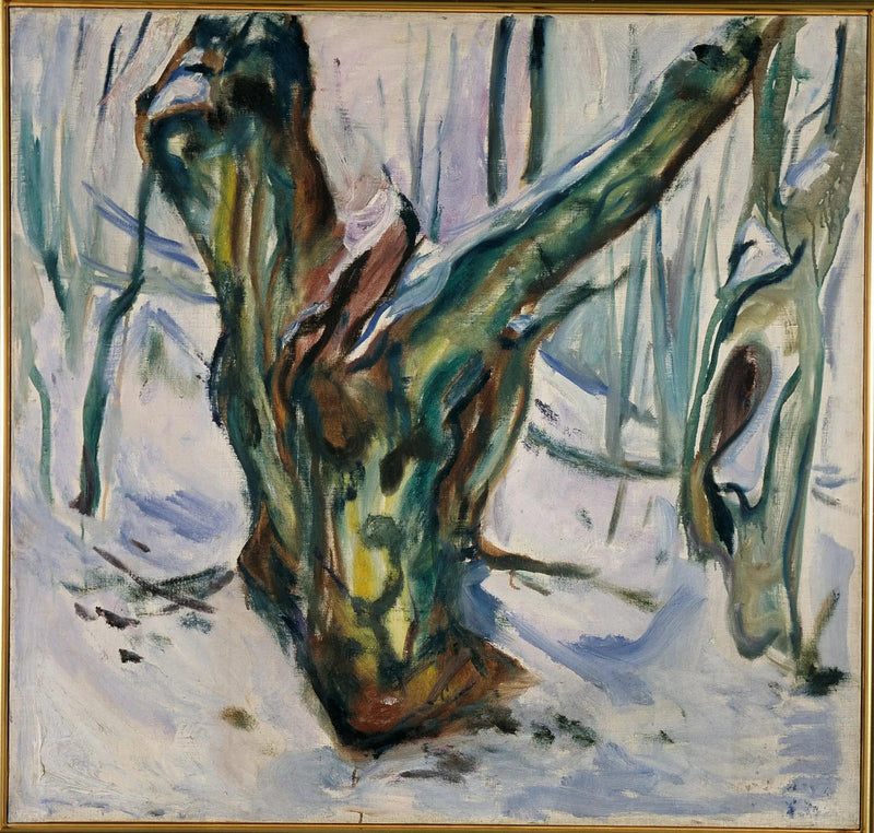 Ruglete trestammer i snøen - Edvard Munch