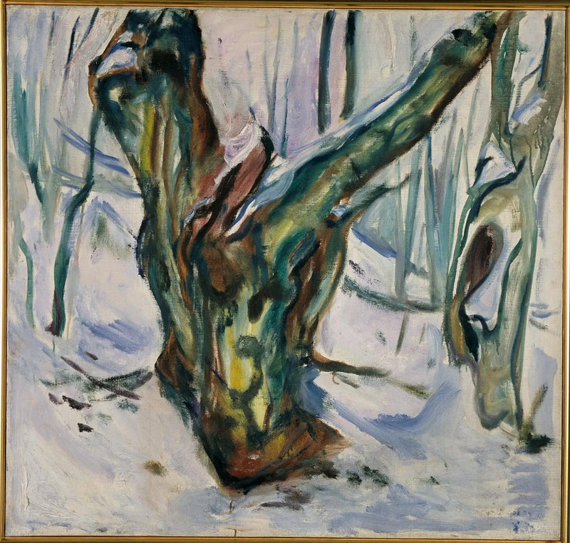 Ruglete trestammer i snøen - Edvard Munch