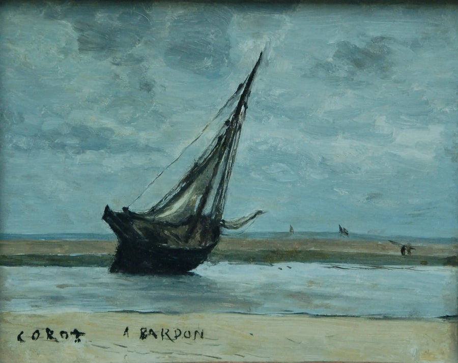 Trouville. Skip forlatt, kalt Fiskebåt ved lavvann - Jean-Baptiste Camille Corot