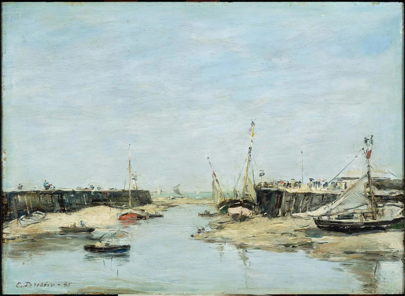 Trouville Les Jetées ved Lavvann - Eugène Boudin