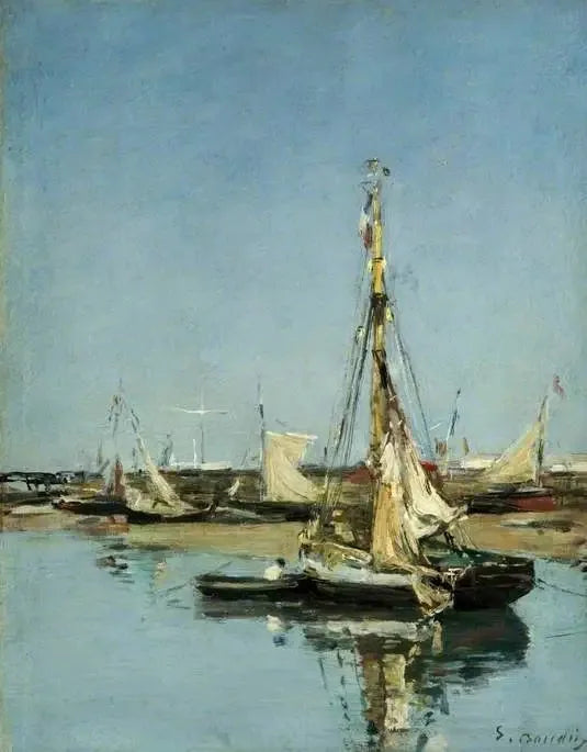 Trouville Les Jetées ved Lavvann - Eugène Boudin