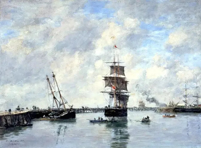 Trouville, kaiene, høy sjø - Eugène Boudin