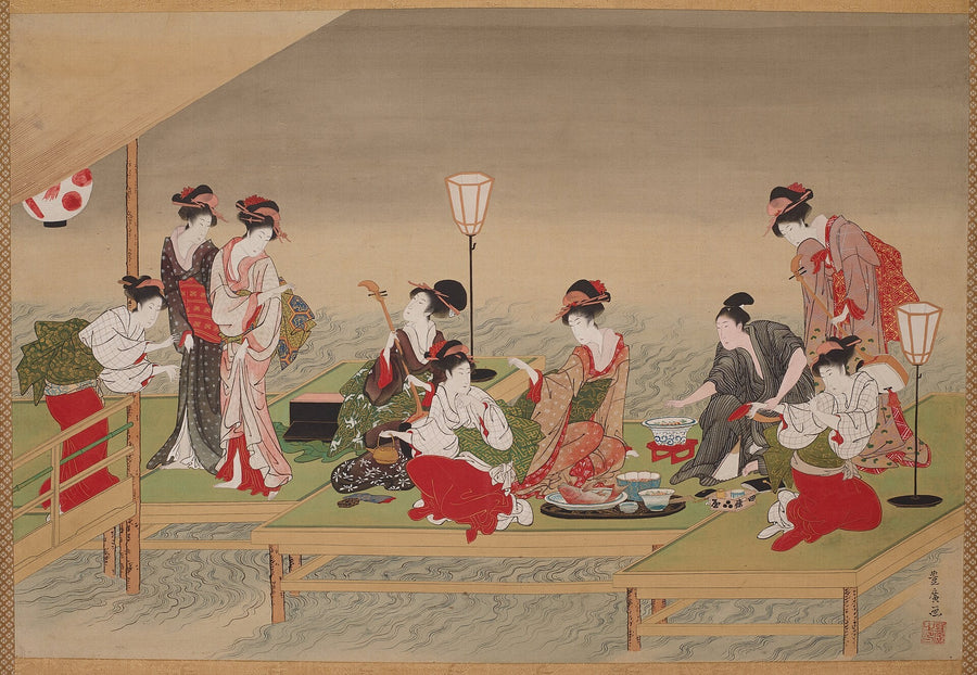 Fête d’été sur la rive de la Kamo, œuvre de Utagawa Toyohiro