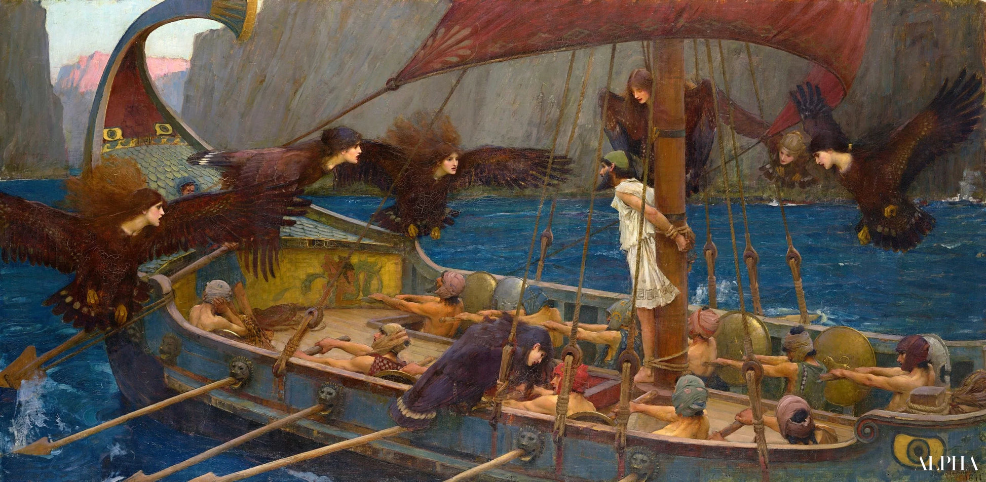 Ulysses og sirenene - John William Waterhouse Reproduksjoner av oljemalerier