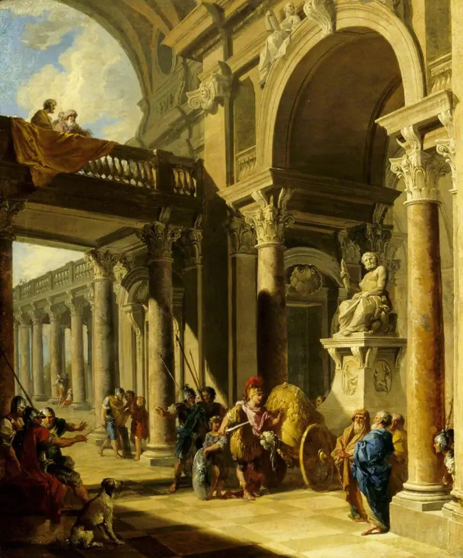 Et Capriccio-arkitektur med Alexandre som kutter Gordian-knuten - Giovanni Paolo Panini

Source:
Un Capriccio architectural avec Alexandre coupant le nœud gordien - Giovanni Paolo Panini