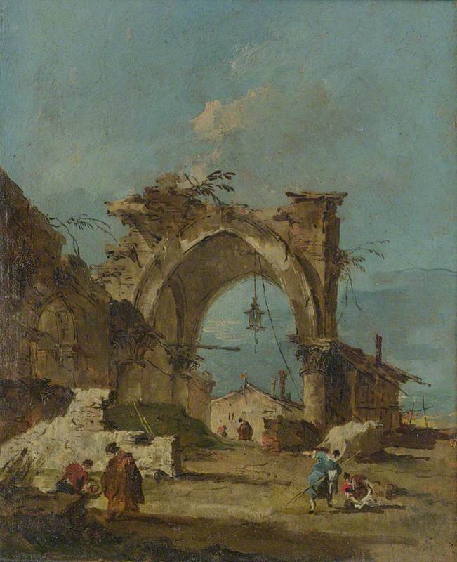 Et temperament med en ruinert bue - Francesco Guardi