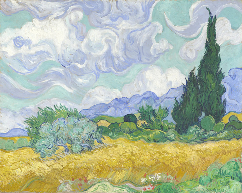 Et kornfelt med sypress-trær - Vincent van Gogh