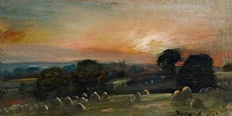 En høydedrag med høy near East Bergholt ved solnedgang - John Constable