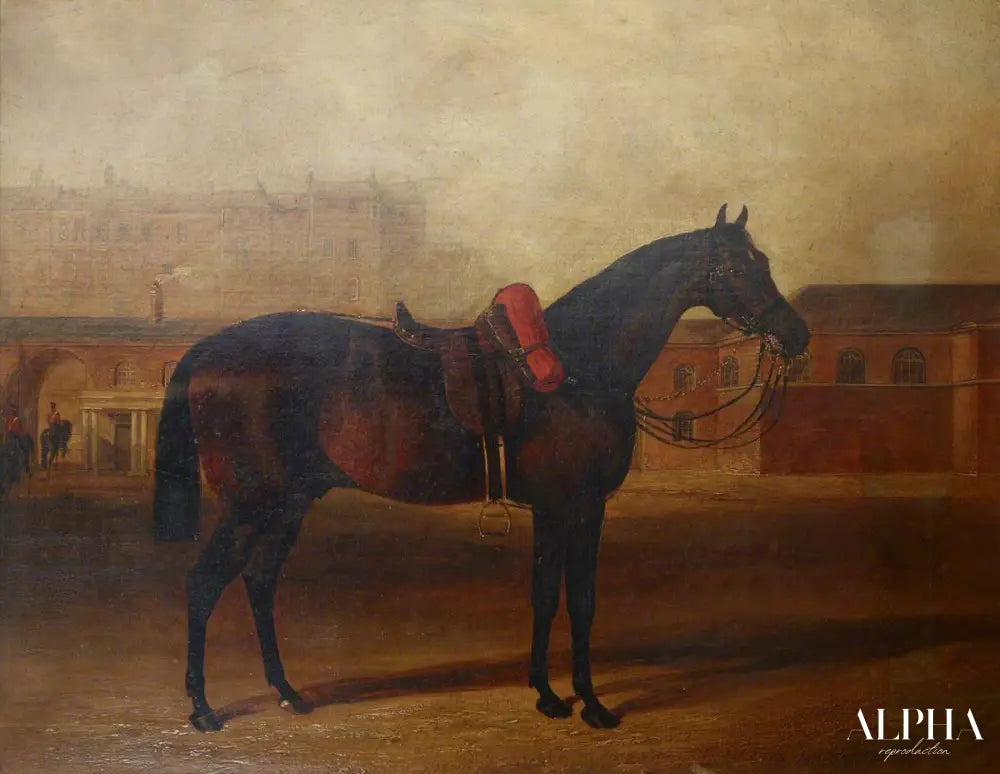 Un chargeur sur le terrain de parade d'Albany Barracks, Londres - John Frederick Herring Snr - Reproductions de tableaux et peintures haut de gamme