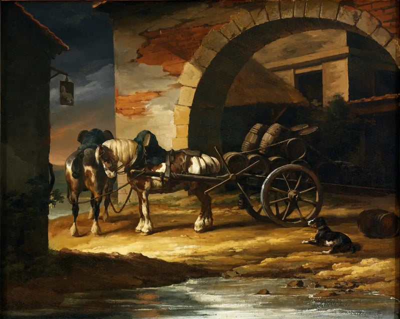 En vogn lastet med fat - Théodore Géricault