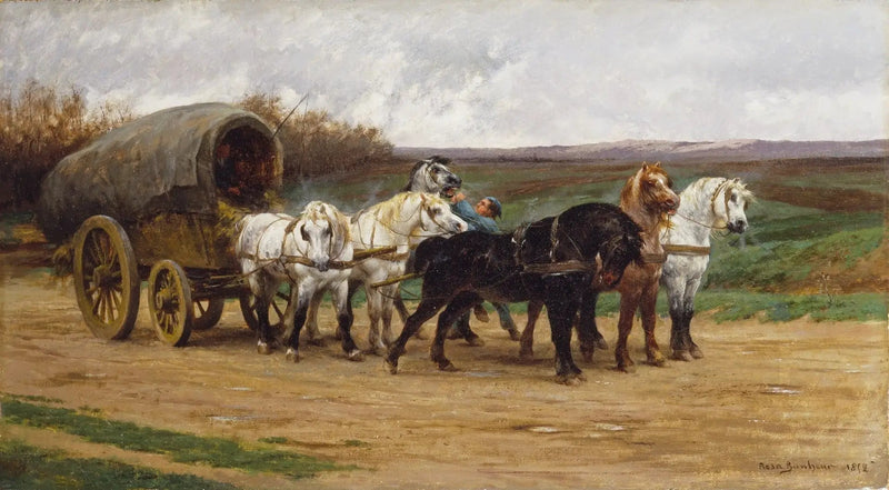 En vogn og en hestekaravane - Rosa Bonheur