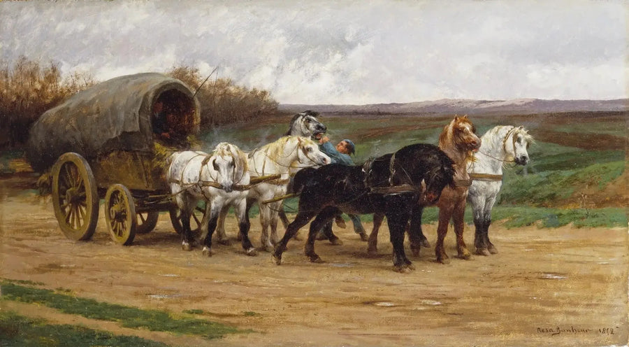 En vogn og en hestekaravane - Rosa Bonheur