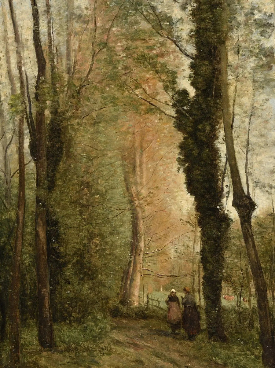 En vei under trærne om våren - Jean-Baptiste Camille Corot
