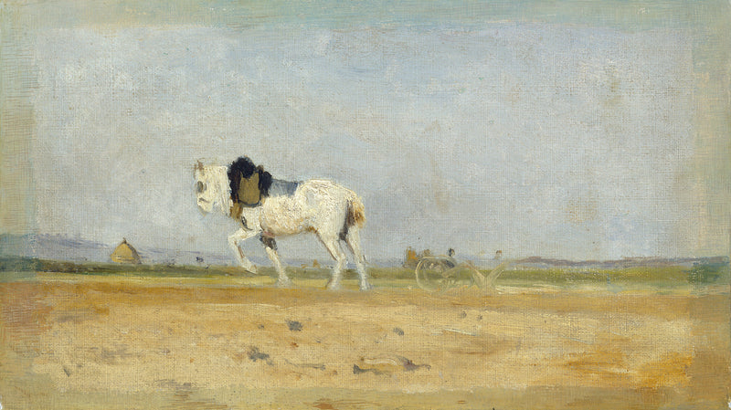 En ploghest i en åker - Stanislas Lépine