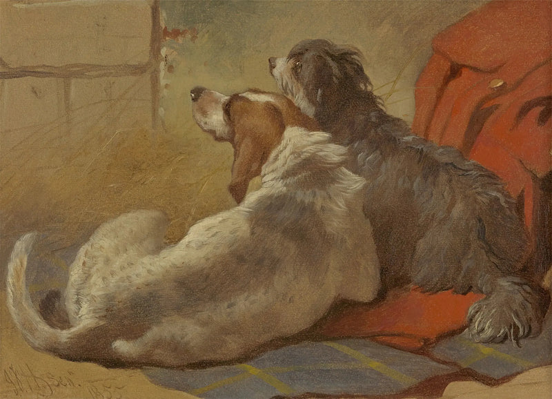 En jakthund og en barbert collie som sitter på en jaktkåpe - John Frederick Herring, Sr.

Source:
Un chien de chasse et un colley barbu assis sur un manteau de chasse - John Frederick Herring, Sr.