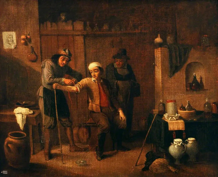 En kirurg som knytter en tourniquet rundt armen til en mann - David Teniers den Yngre

Source:
Un chirurgien nouant un garrot autour du bras d'un homme - David Teniers le Jeune
