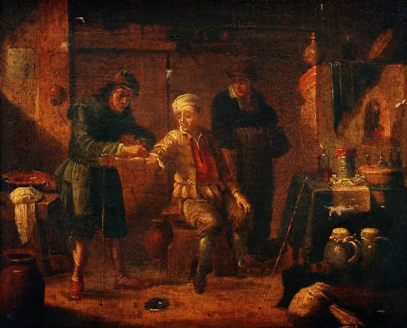 En kirurg trekker blod fra armen til en mann - David Teniers den Yngre

Source:
Un chirurgien prélève du sang du bras d'un homme - David Teniers le Jeune