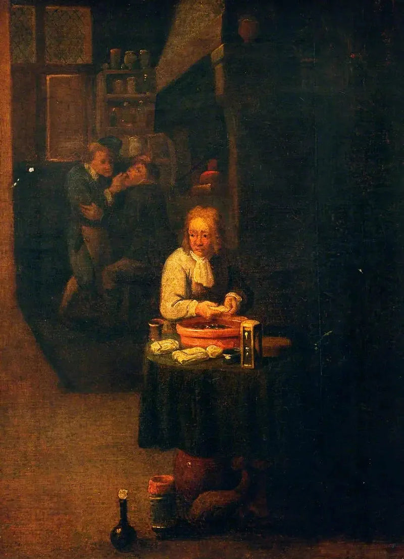 En kirurg forbereder en gips - David Teniers den Yngre

Source:
Un chirurgien prépare un plâtre - David Teniers le Jeune