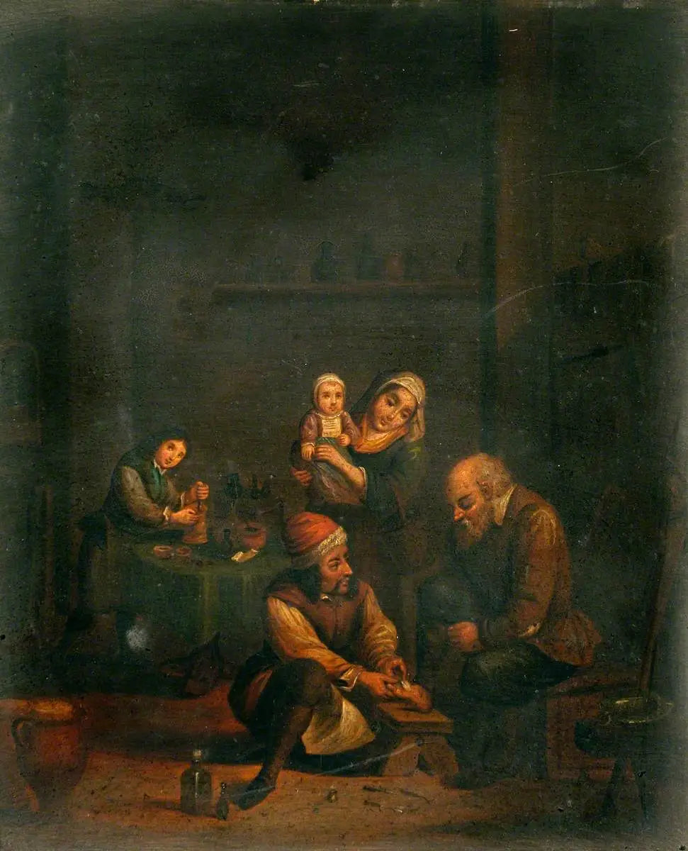 Un chirurgien soignant le pied d’un homme et trois autres personnages - David Teniers le Jeune - Alpha Reproduction
