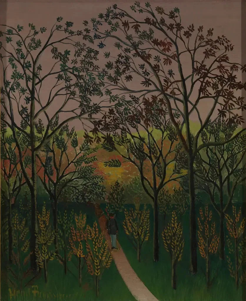 Et hjørne av Bellevue-platået. høst, solnedgang - Henri Rousseau