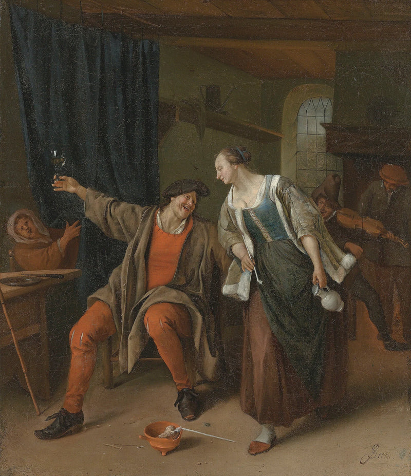 Un couple de paysans festoyant dans une auberge - Jan Steen
